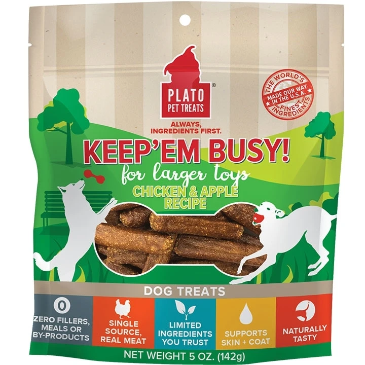Keep Em Busy Chicken & Apple Treat Sticks For Large Dog Toys, 5 Ounces