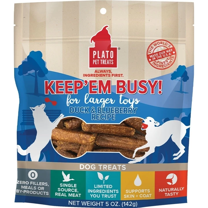 Keep 'em Busy Duck & Blueberry Treat Sticks For Large Dog Toys, 5oz.