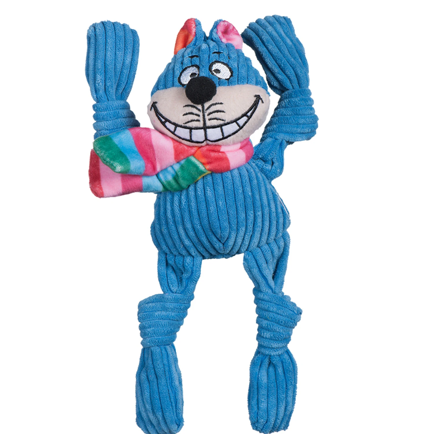 HuggleHounds Knotties Blue Cheshire Cat Plush Squeaky Dog Toy Large