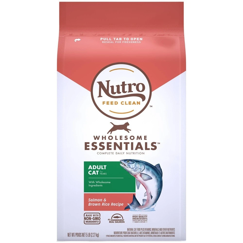 Wholesome Essentials Salmon & Brown Rice Recipe Dry Cat Food, 5 Lb Bag