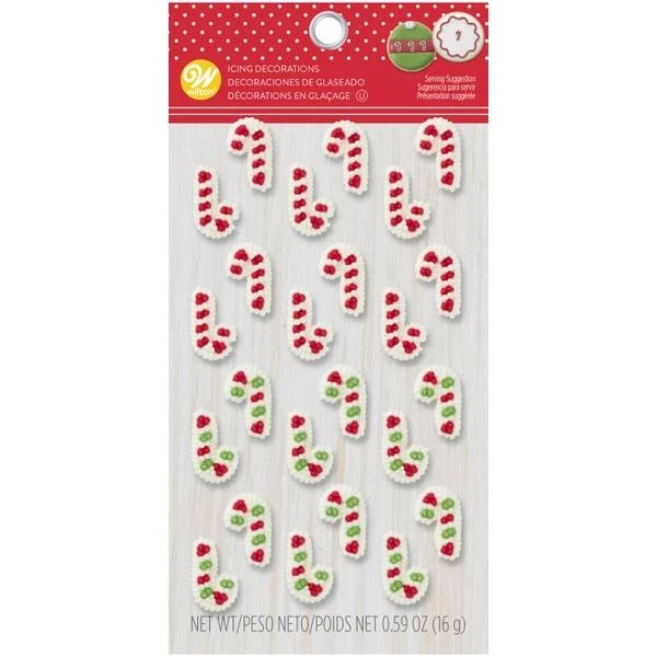 Candy Cane Icing Decorations 24 Count Edible Cupcake Toppers