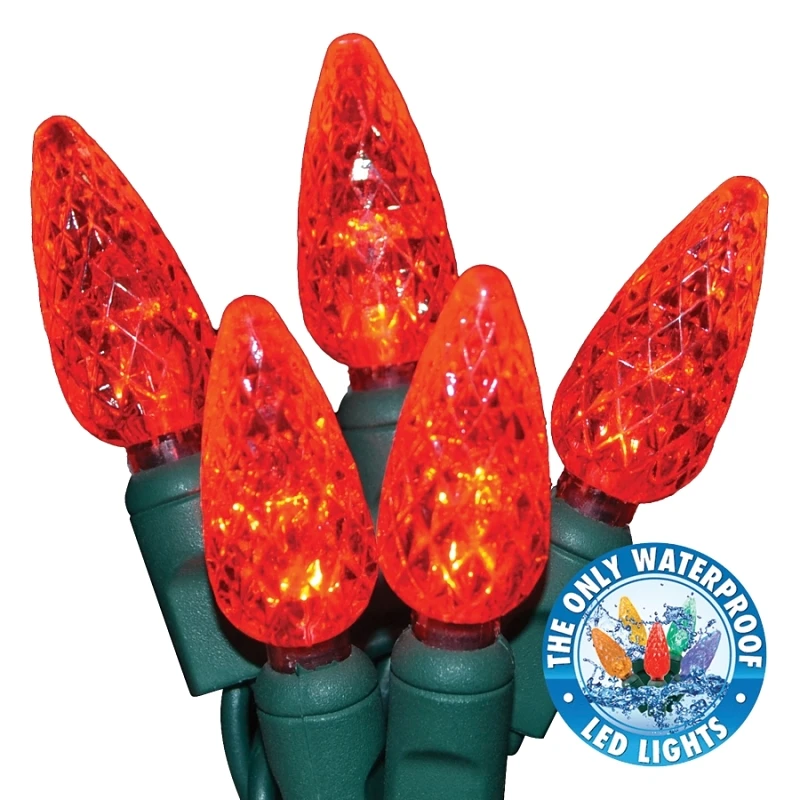Commercial Grade C6 Led Christmas Light Reel - Red, 100 Bulbs, Model Led-c6r100-rd