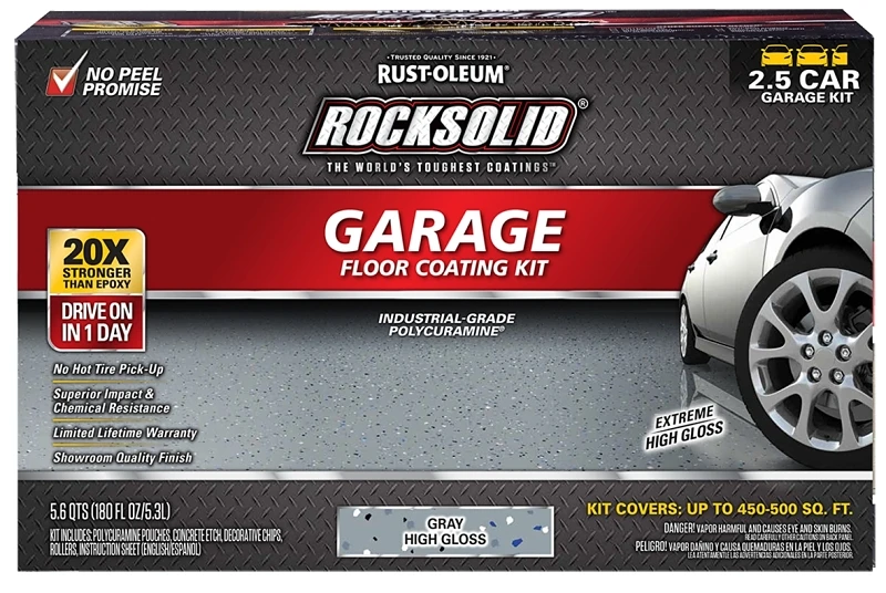 293513 Rocksolid Polycuramine Garage Floor Coating Kit, 152 Oz, Gray