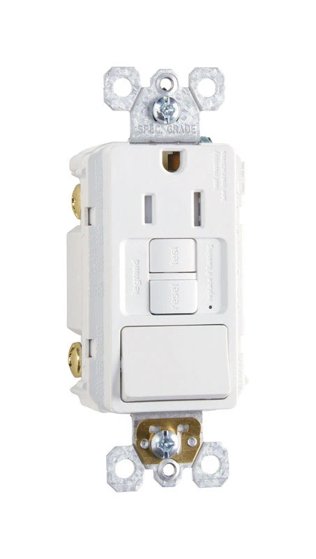Pass & Seymour GFCI Receptacle/Single-Pole Switch, 15A, White