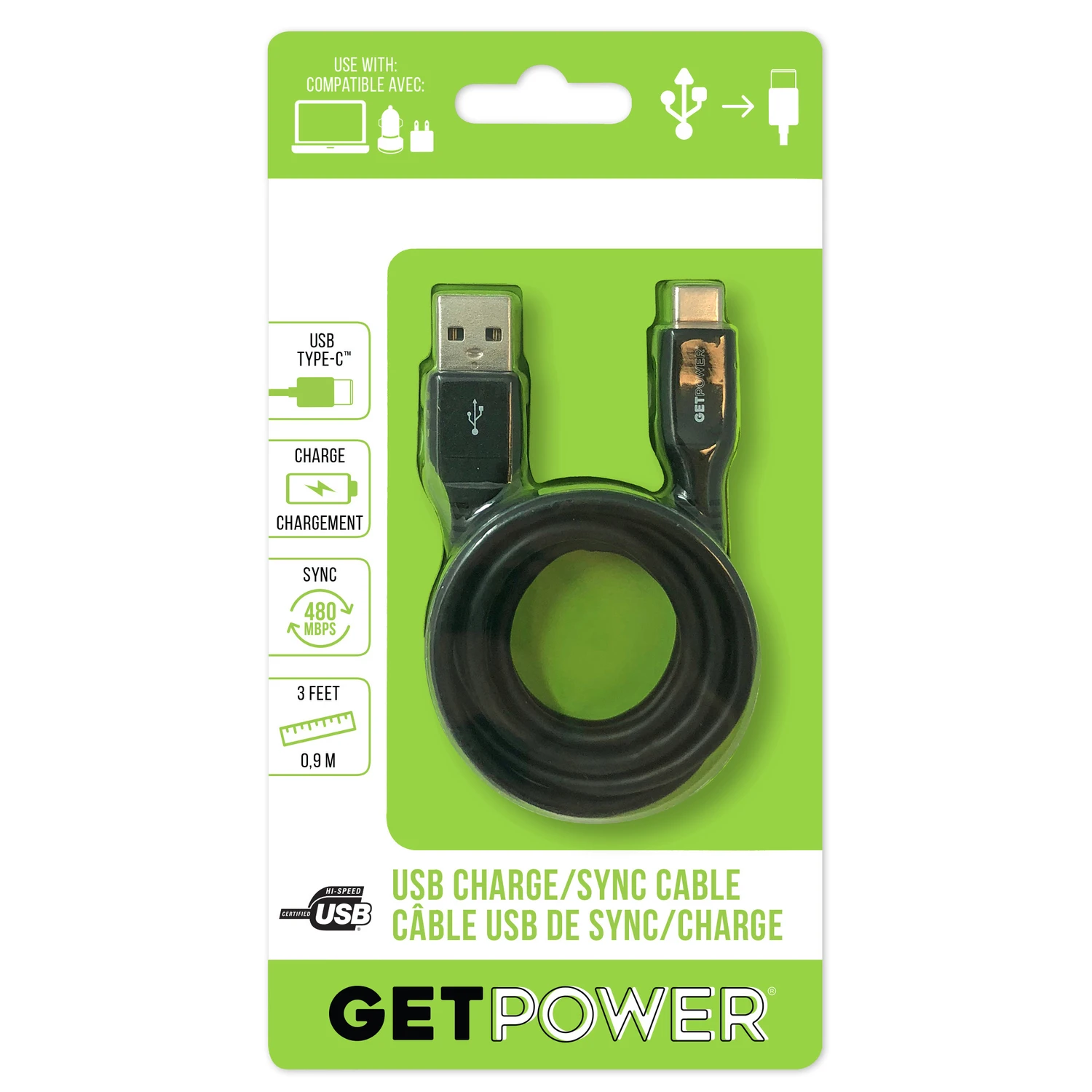 USB to USB Charging/Sync Cable, 3-Ft.