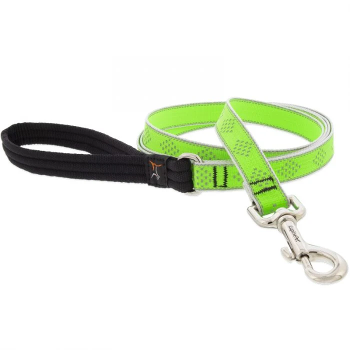 Dog Leash, Reflective Green Diamond Pattern, 3/4-In. x 6-Ft.