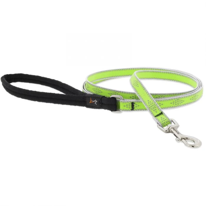 Dog Leash, Reflective Green Diamond Pattern, 1/2-In. x 6-Ft.
