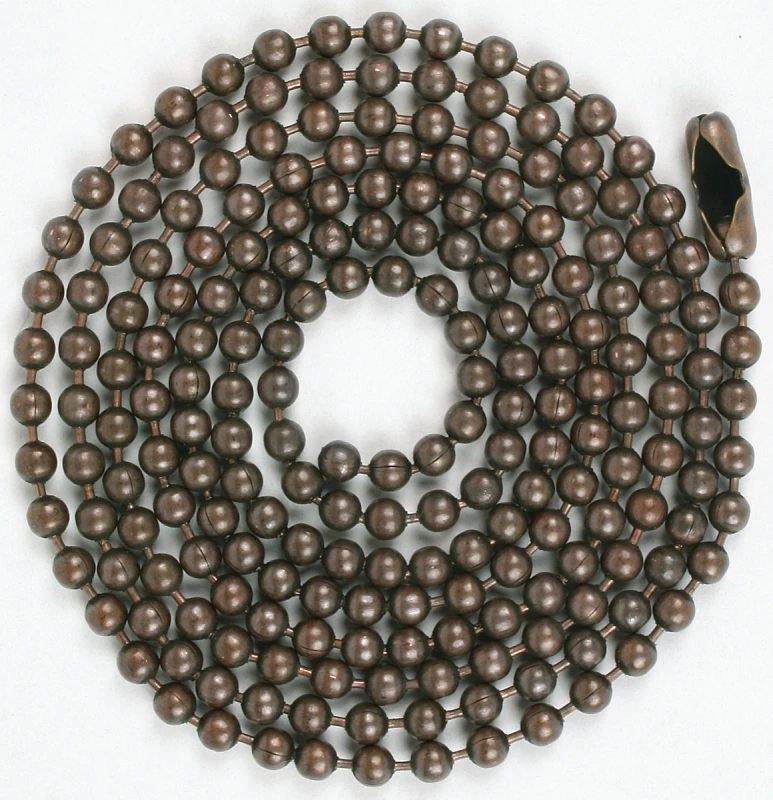 Beaded Lamp Chain With Connector, #6, Rustic Bronze, 3-Ft.