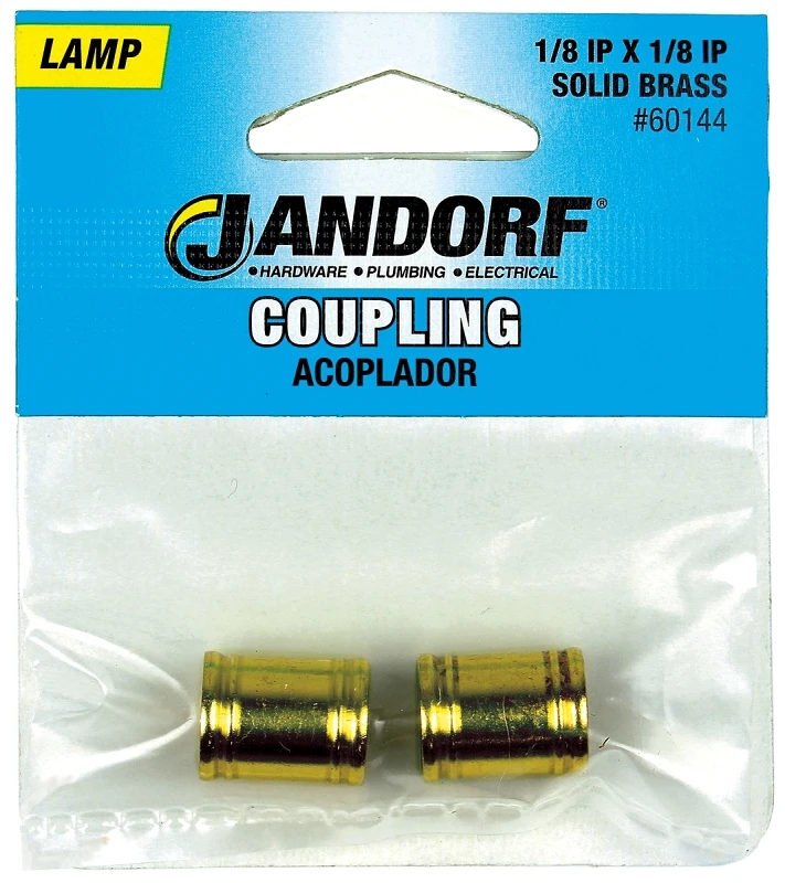 Jandorf 60144 Lamp Coupling, Specifications: 1/8 IP x 1/8 IP Thread, Brass