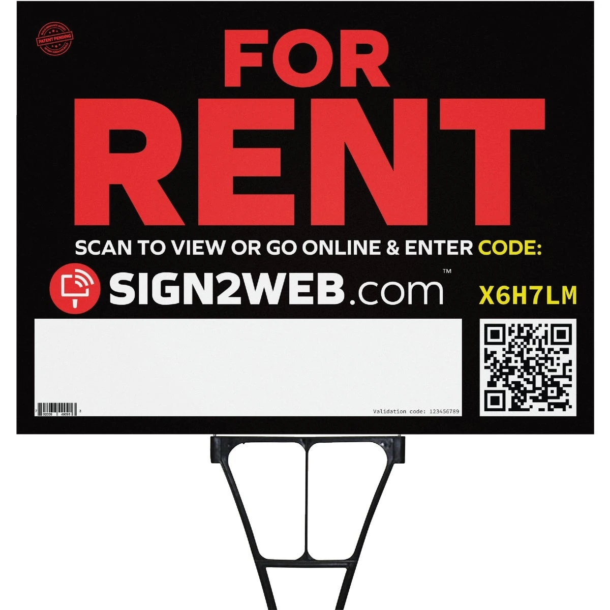 18 In. X 24 In. Double Sided For Rent Sign E-1824-fr