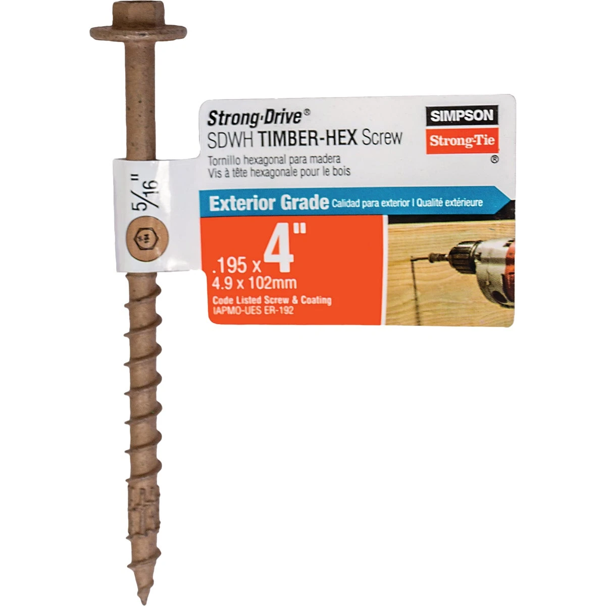 Sdwh19400db-rp1 Timber-hex Screw 0.195 In. X 4 In. 40 Pk