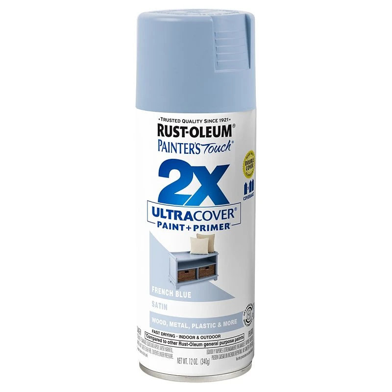 Painter's Touch 2X Spray Paint, Satin French Blue, 12-oz.