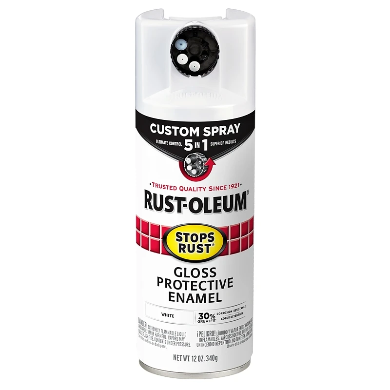 Stops Rust Custom Spray 5-in-1 Spray Paint, Gloss White, 12 oz.
