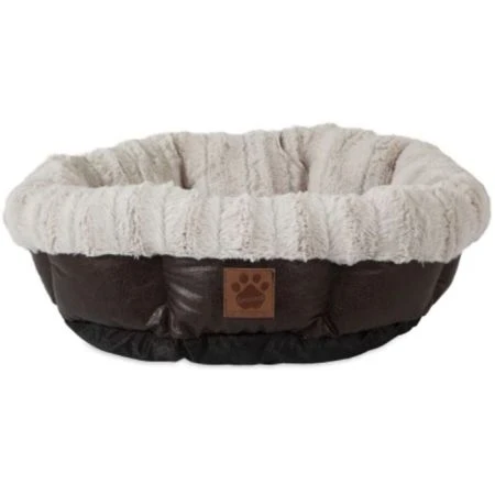 Ultra Luxury Cuddler Pet Bed, Brown/Cream, 19-In. Round