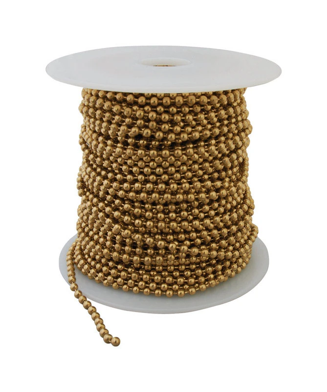 #6 Ball Chain, Yellow Brass, 100 Ft.