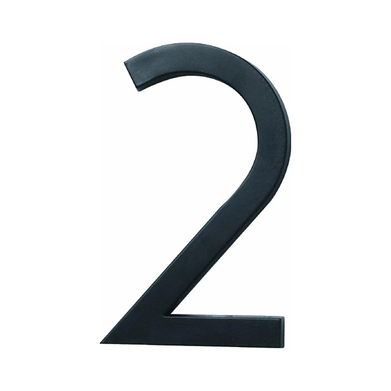 6 In. Satin Black Floating Mount House Number Two