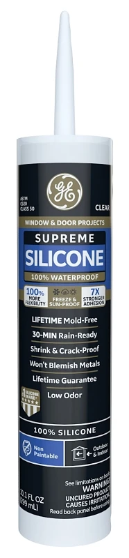 Supreme Silicone Window & Door Sealant, Clear, 10.1-oz.