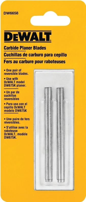 Dw6658 3-1/8 In. Reversible Carbide Planer Blades (2-pack) For Dw675k Planer