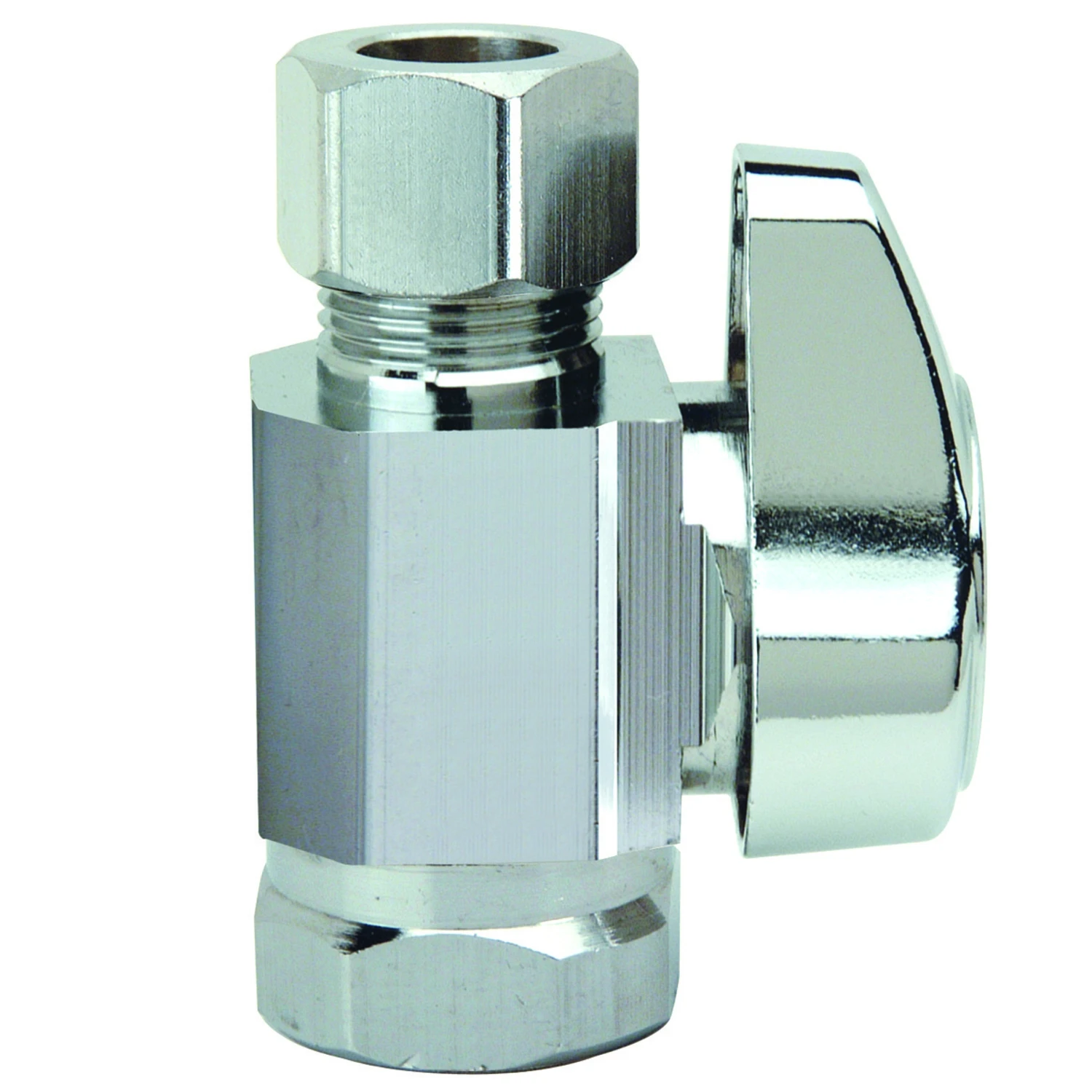 Chrome Straight Stop Valve, 3/8 x 3/8 In.