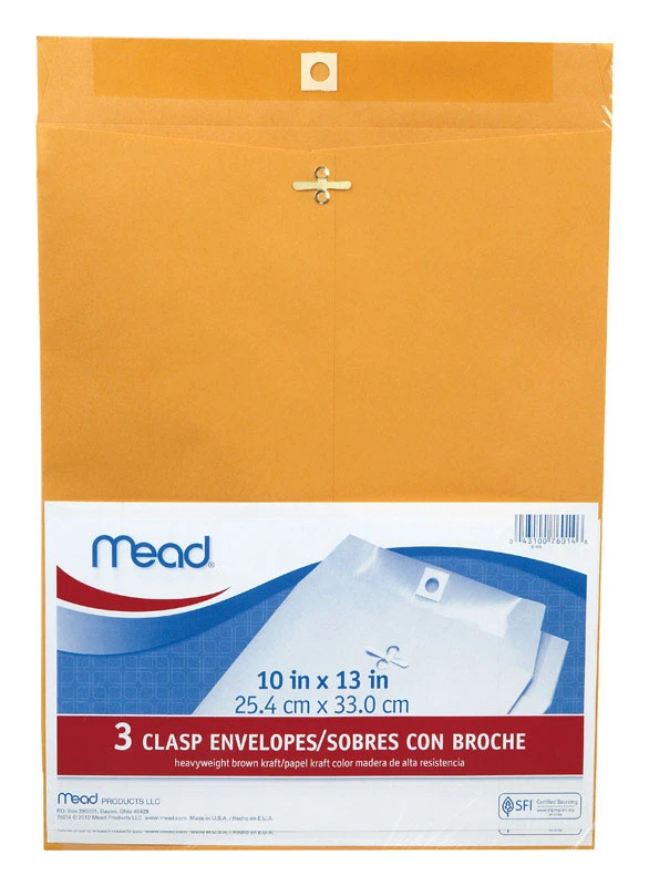 Heavyweight Clasp Envelopes, 10 x 13 In., 3-Pk.