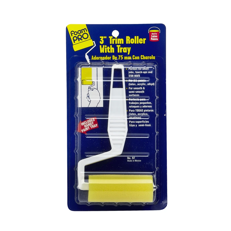 3 In. Foam Trim Roller Kit With Tray For Smooth Surfaces