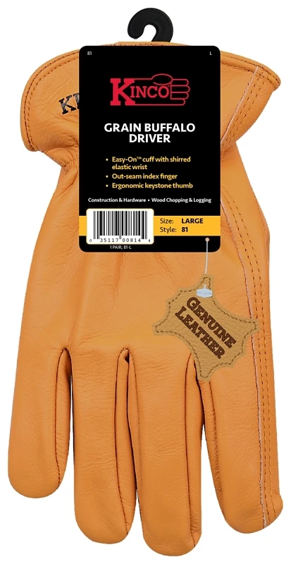 Full Grain Leather Buffalo Driver Gloves, Rust Color, Men's M