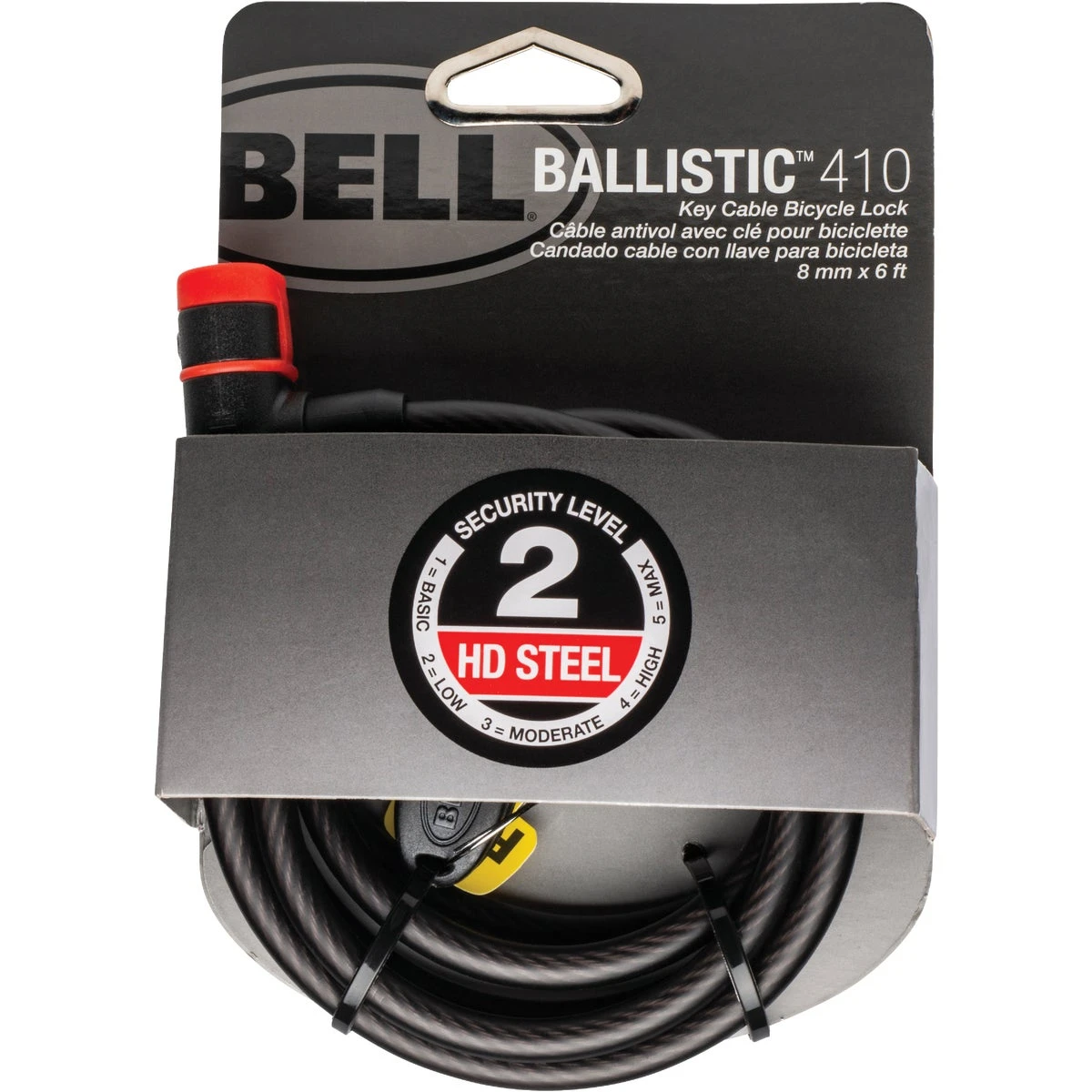 Ballistic 410 Bicycle Cable/Lock, Keyed, 8mm x 6-Ft.