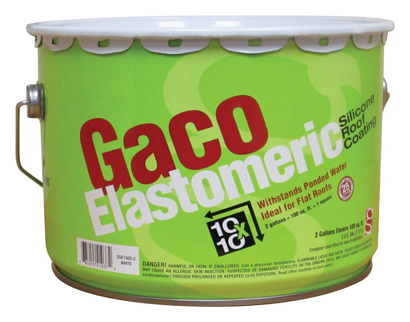 Gaco White Elastomeric Silicone Roof Coating 2 Gallon - 25 Year Durability