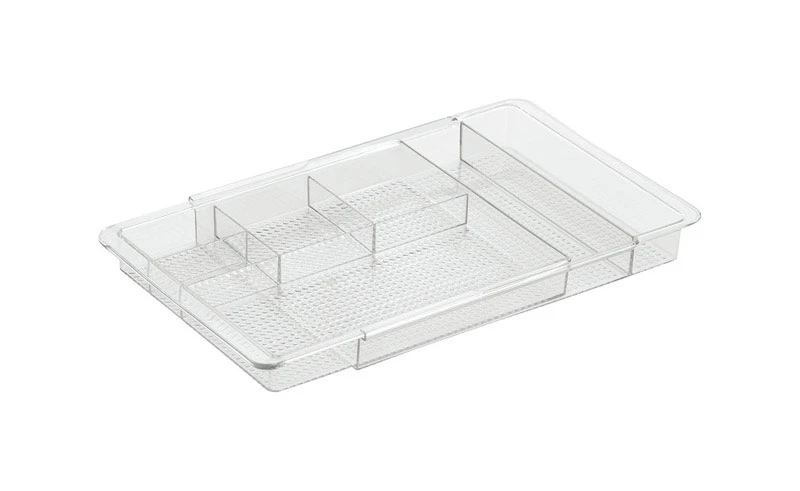 Clarity Vanity Drawer Organizer, Clear, Expands 11.25 to 18.5 In.