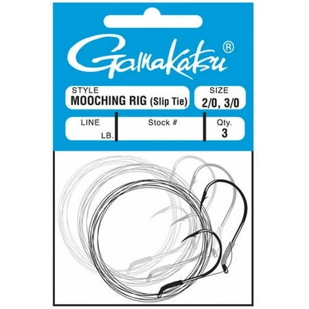 Slip Tie Mooching Rig With 5/0 & 6/0 Hooks, Nickel, 40-pound Leader