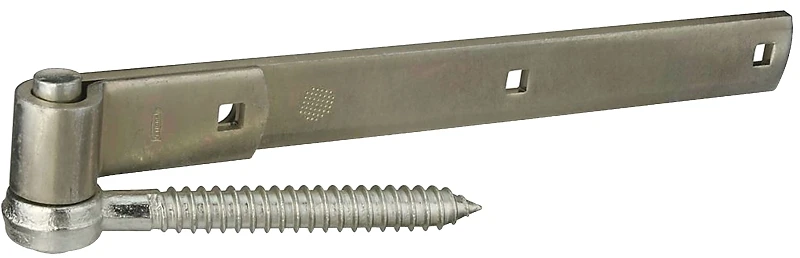 14 Inch Screw Hook Strap Hinge, Zinc Plated Steel, 200 Lb Capacity