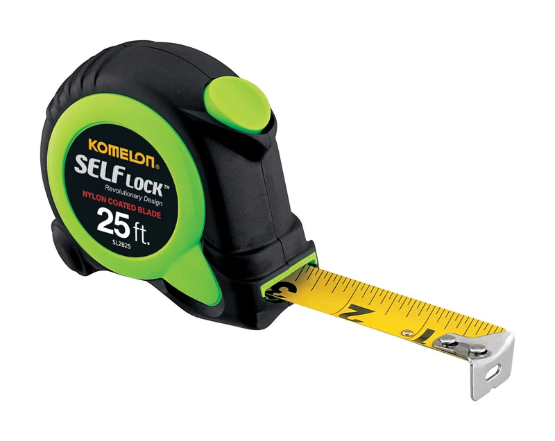 Self Lock 25 Ft L X 1 In W Auto Lock Tape Measure Sl2825 Green 1 Pk
