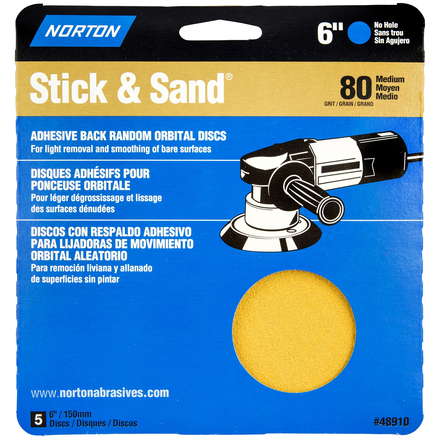 Stick & Sand 6 In. 80 Grit Psa Sanding Discs, 5 Pk, Model A290