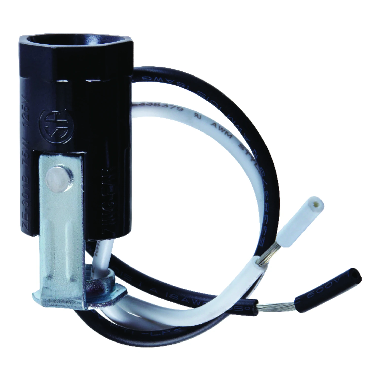 Phenolic Candelabra Base Socket W/single Leg Hickey 1 Pk, 75w, 125v, Model 60470