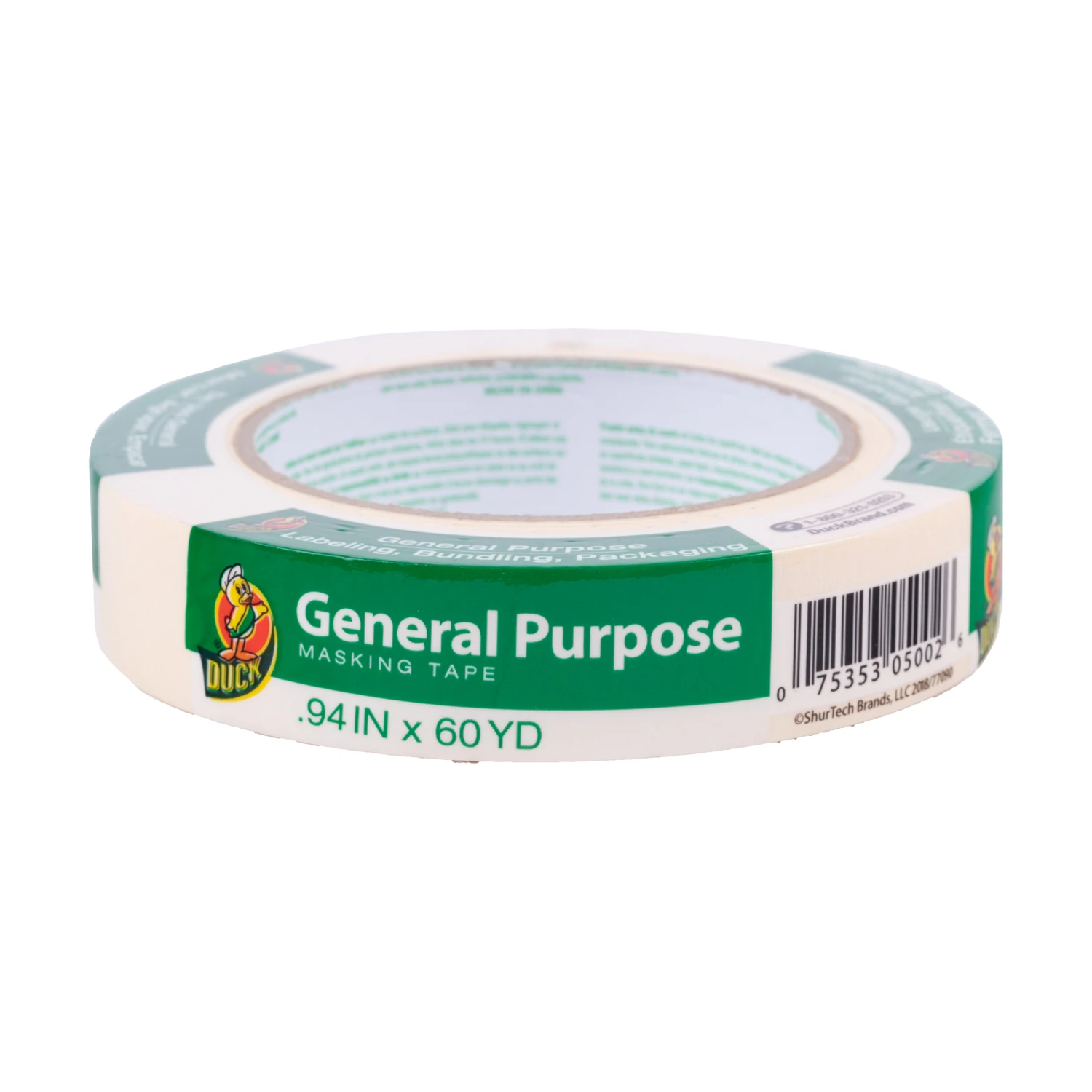 Duck 394693 Masking Tape, 60 yd L, 0.94 in W, Beige