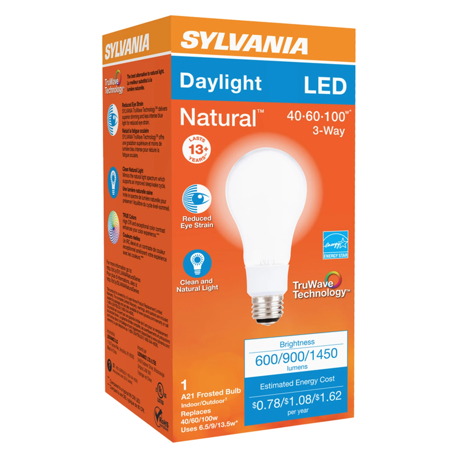 Natural A21 E26 Led Bulb Daylight 40/60/100 Watt Equivalence 1 Pk