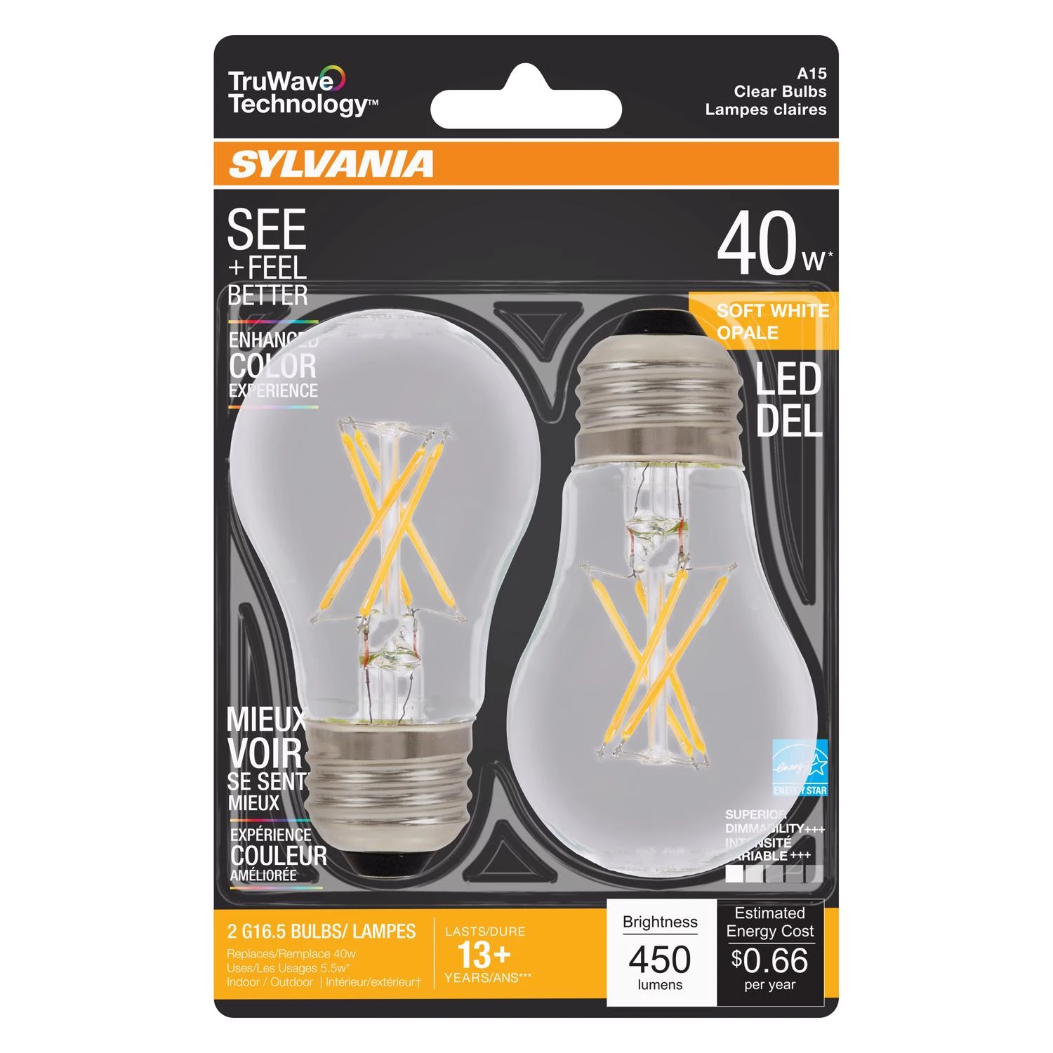 Truwave A15 E26 Led Bulb Soft White 40w Equivalent 2 Pk - 5.5 Watts