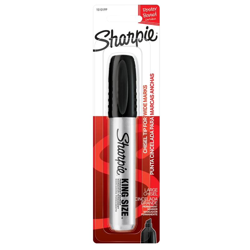 King Size Black Chisel Tip Permanent Marker 1 Pk, Model 15101, Durable Ink