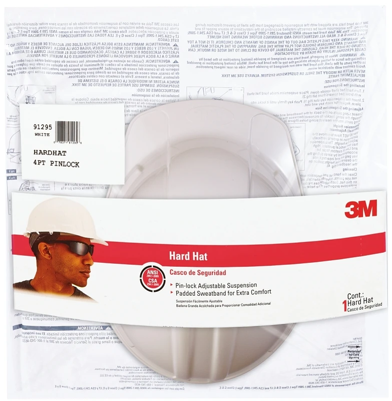 Hard Hat Vented Cap Style, Pin-Lock Adjustment, White