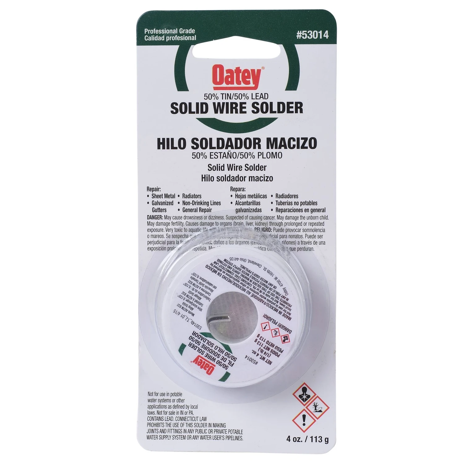 4 Oz Solid Wire Solder 0.125 In. Diameter Tin/lead 50/50 Alloy