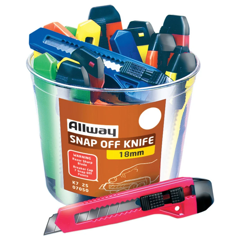 6-1/4 In. Snap-off Utility Knife 7 Point 25 Pk Assorted Color K7-25