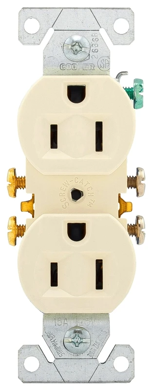 Cooper 270la Duplex Receptacle, 15a 125v, Light Almond, 10 Pk, Wire Stripper & Looper