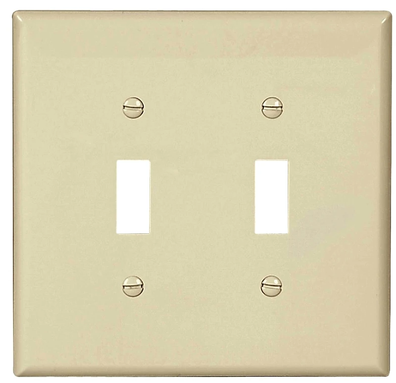 Pj2la 2-gang Light Almond Toggle Wallplate, Polycarbonate, 20 Pk