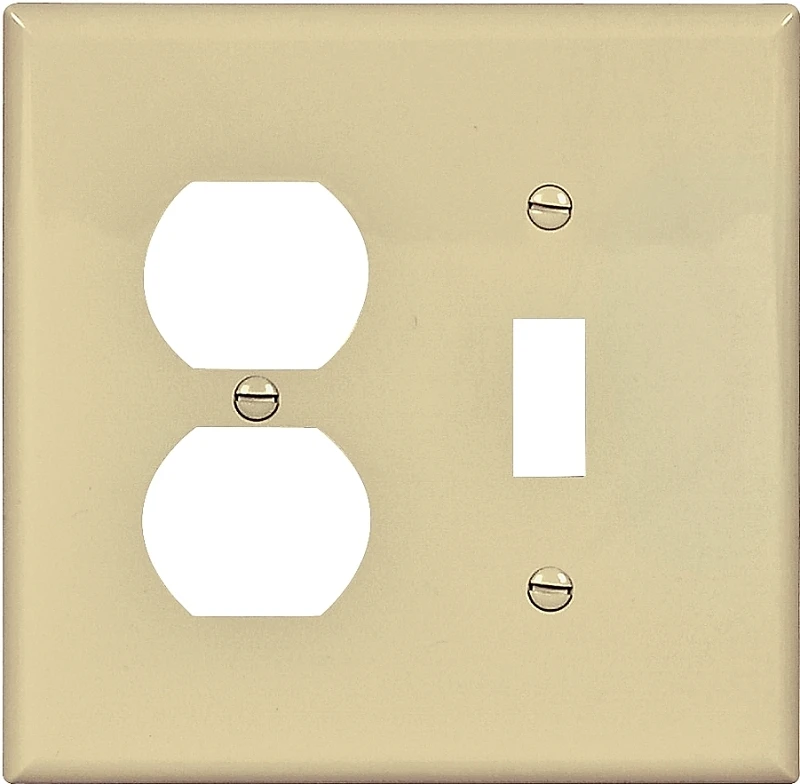 Pj18v Mid Size 2-gang Combination Wall Plate, Ivory, Polycarbonate, 20 Pk