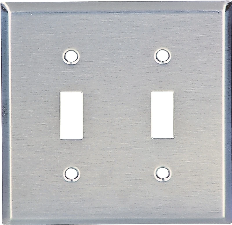 2-gang Stainless Steel Wall Plate, Model 93072-box, 4.50 X 4.563 In