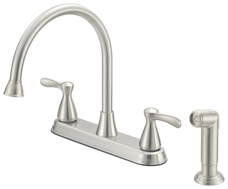 2-handle Stainless Steel Kitchen Faucet With Matching Side Spray, 8 In.