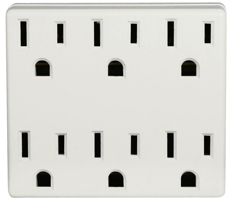 Leviton C22-6ADPT-00W Outlet Adapter, 2 -Pole, 15 A, 125 V, 6 -Outlet, NEMA: NEMA 5-15R, White Leviton C22-6ADPT-00W Outlet Adapter, 2 -Pole, 15 A, 125 V, 6 -Outlet, NEMA: NEMA 5-15R, White