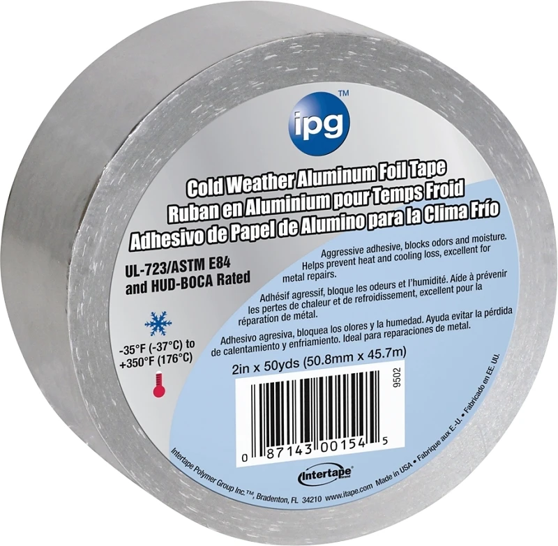 3 In. W X 50 Yd L Silver Aluminum Foil Tape - Model 9503