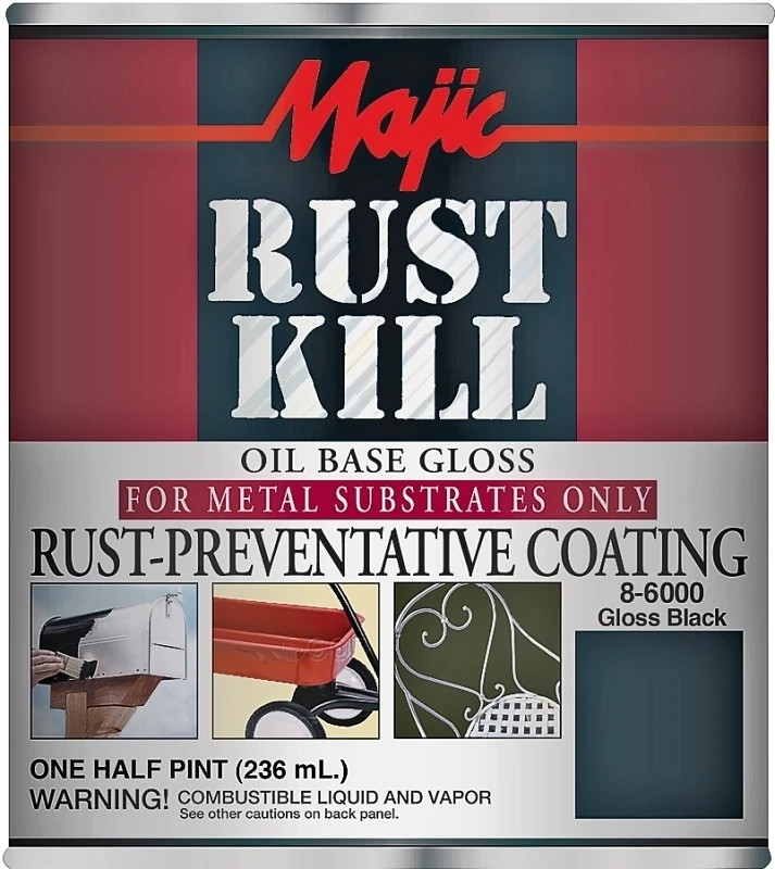 Rust Kill Gloss Black Enamel Paint, 1/2 Pint, Model 8-6000-4