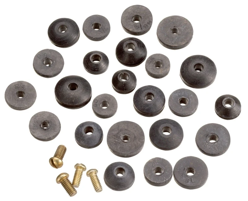 Assorted Rubber Beveled Faucet Washer 24 Pk With 4 Brass Screws, Model Pp805-21